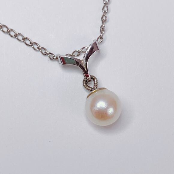 Vintage Signed Marvel Sterling Silver Pearl Pendant Necklace Mid Century 40s–50s - Picture 3 of 16